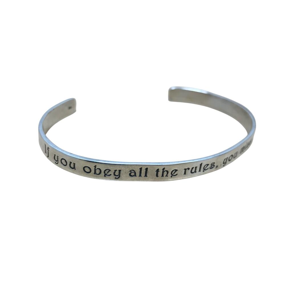 Sterling Silver Inspiration Quote Bracelet Katharine Hepburn Obey Rules Miss Fun